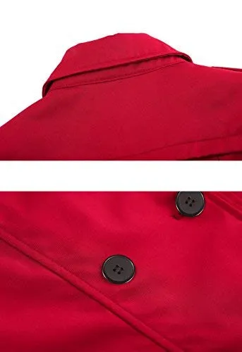 Wantdo Women's Windbreaker Long Trench Coat Lightweight Outerwear Red Medium