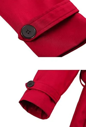 Wantdo Women's Windbreaker Long Trench Coat Lightweight Outerwear Red Medium