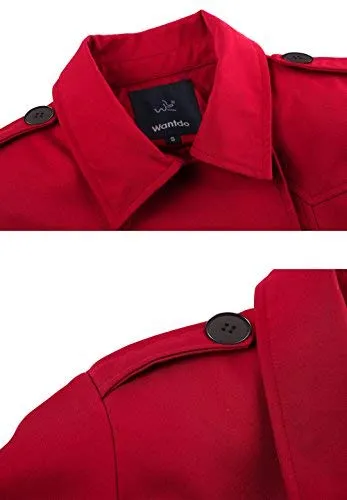 Wantdo Women's Windbreaker Long Trench Coat Lightweight Outerwear Red Medium
