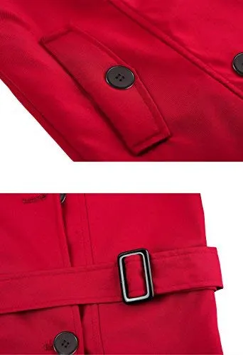 Wantdo Women's Windbreaker Long Trench Coat Lightweight Outerwear Red Medium