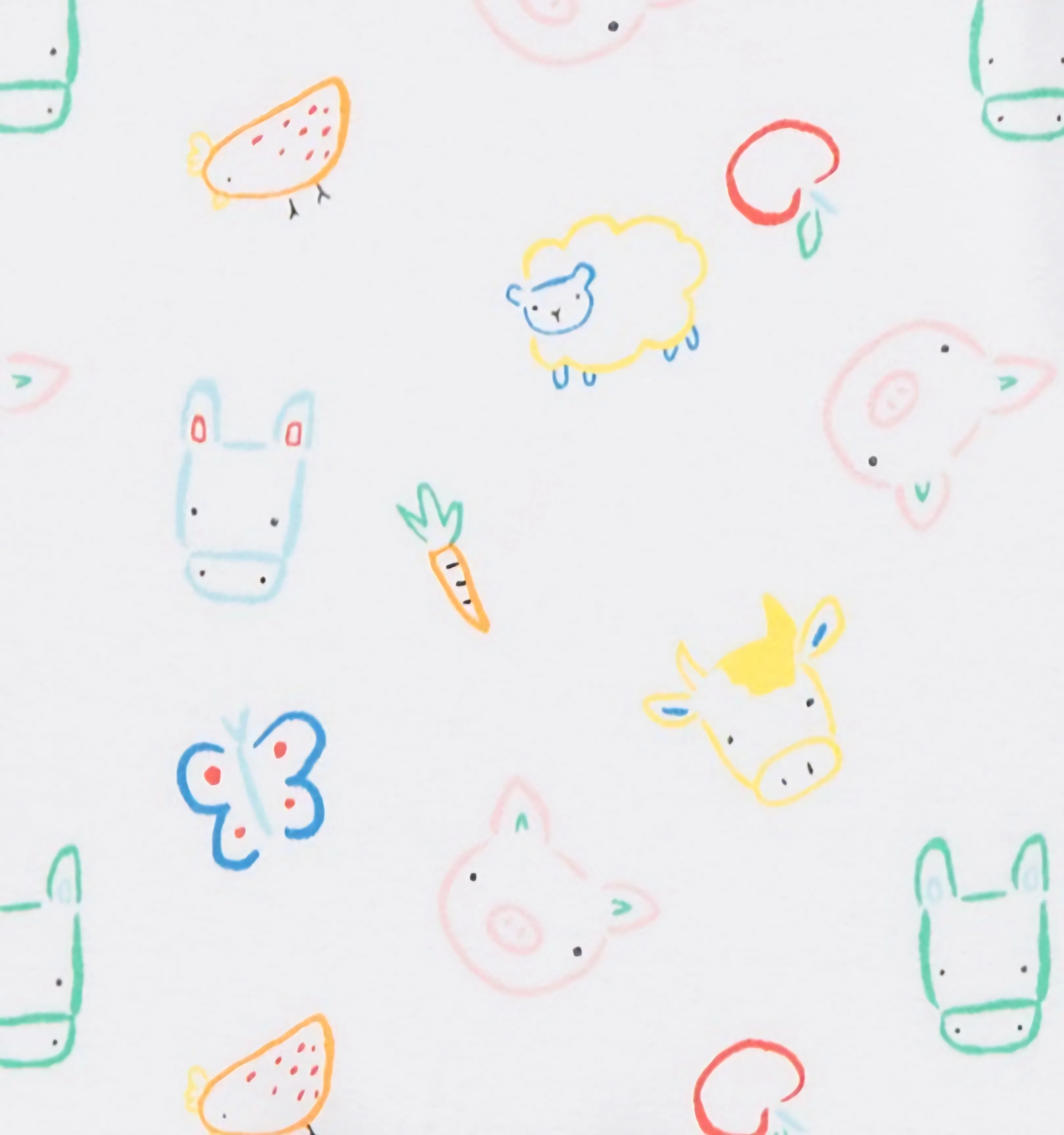 White Farmyard 5 Pack Sleepsuits