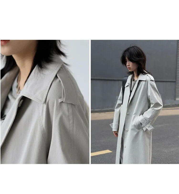 Wjczt Women's Trench Coats Solid Loose Single Breasted Blet Woman Coat Windbreaker Female Overcoat Tops Sping Autumn 2022