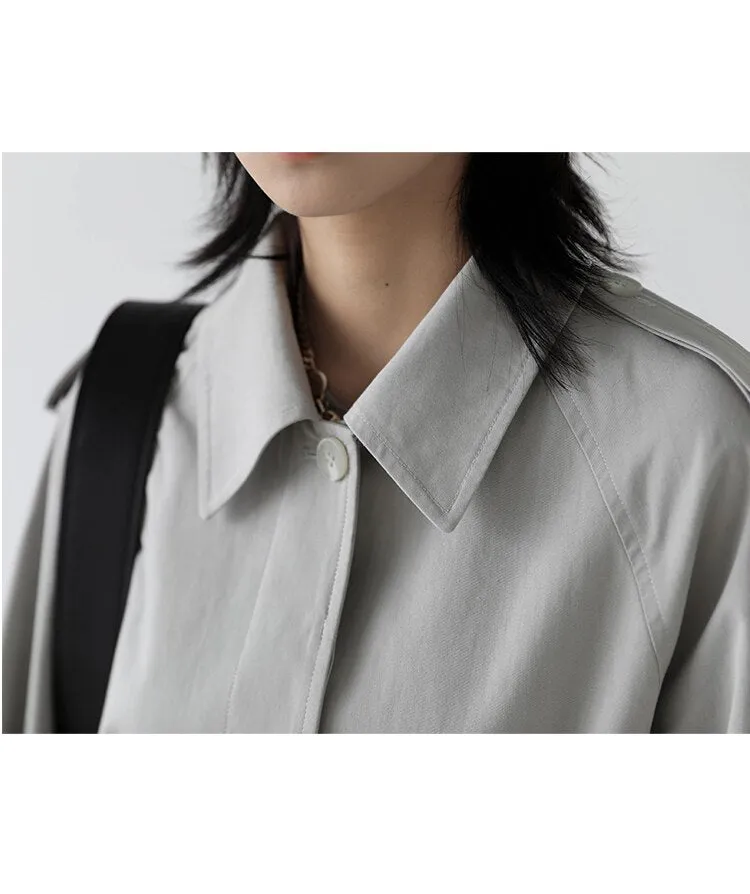 Wjczt Women's Trench Coats Solid Loose Single Breasted Blet Woman Coat Windbreaker Female Overcoat Tops Sping Autumn 2022