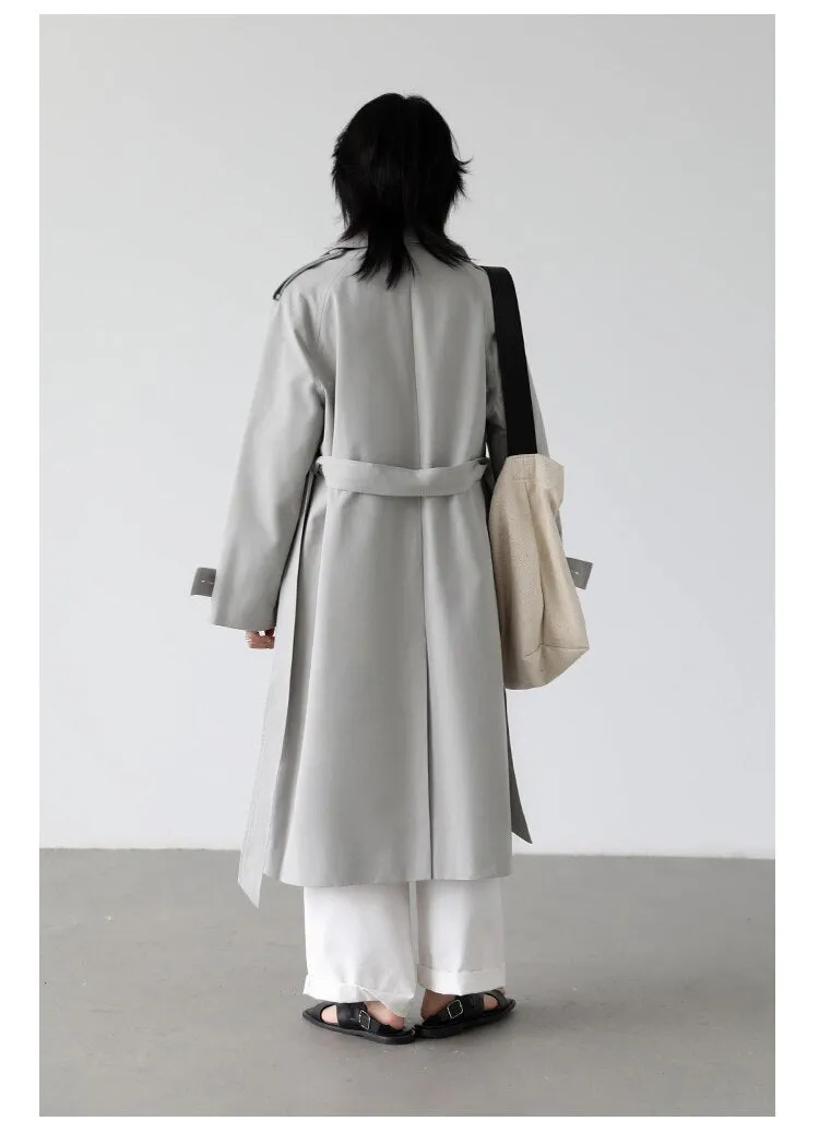 Wjczt Women's Trench Coats Solid Loose Single Breasted Blet Woman Coat Windbreaker Female Overcoat Tops Sping Autumn 2022