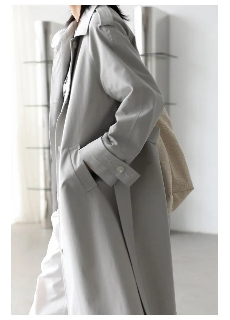 Wjczt Women's Trench Coats Solid Loose Single Breasted Blet Woman Coat Windbreaker Female Overcoat Tops Sping Autumn 2022