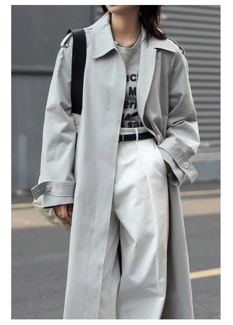 Wjczt Women's Trench Coats Solid Loose Single Breasted Blet Woman Coat Windbreaker Female Overcoat Tops Sping Autumn 2022