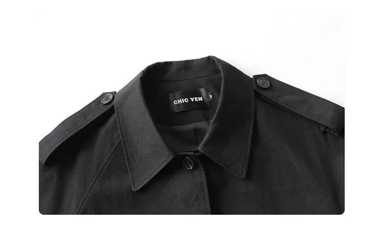 Wjczt Women's Trench Coats Solid Loose Single Breasted Blet Woman Coat Windbreaker Female Overcoat Tops Sping Autumn 2022