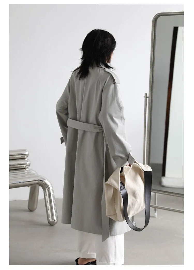 Wjczt Women's Trench Coats Solid Loose Single Breasted Blet Woman Coat Windbreaker Female Overcoat Tops Sping Autumn 2022