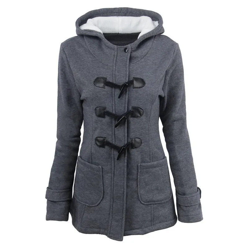 Women Basic Jackets 2020 Camel Coat Spring Autumn Women&#39;s Overcoat Zipper Horn Button Outwear Jacket Female Hooded Coat  S-5XL