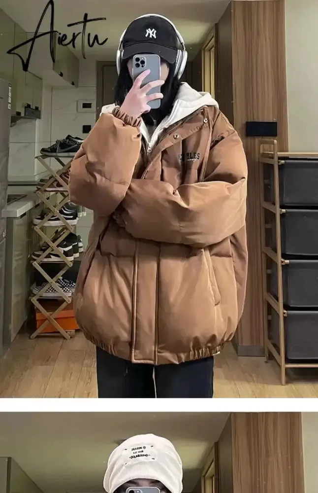 Women Black Down Jacket Coat Letter Fashion Hooded Streetwear Windproof Thicken Duck Down Feather Female Puffer Winter Outwear