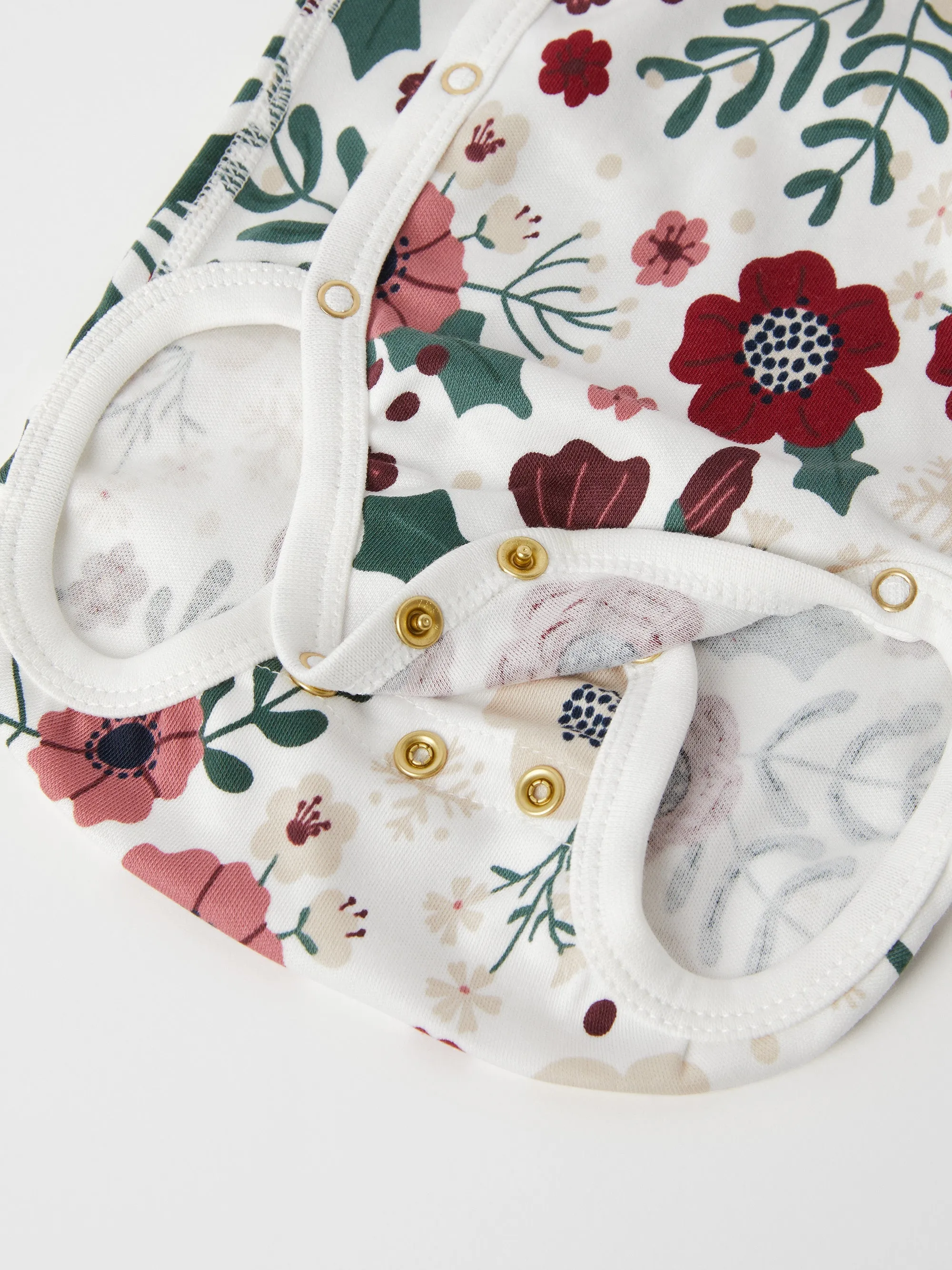 Xmas Floral Wraparound Babygrow