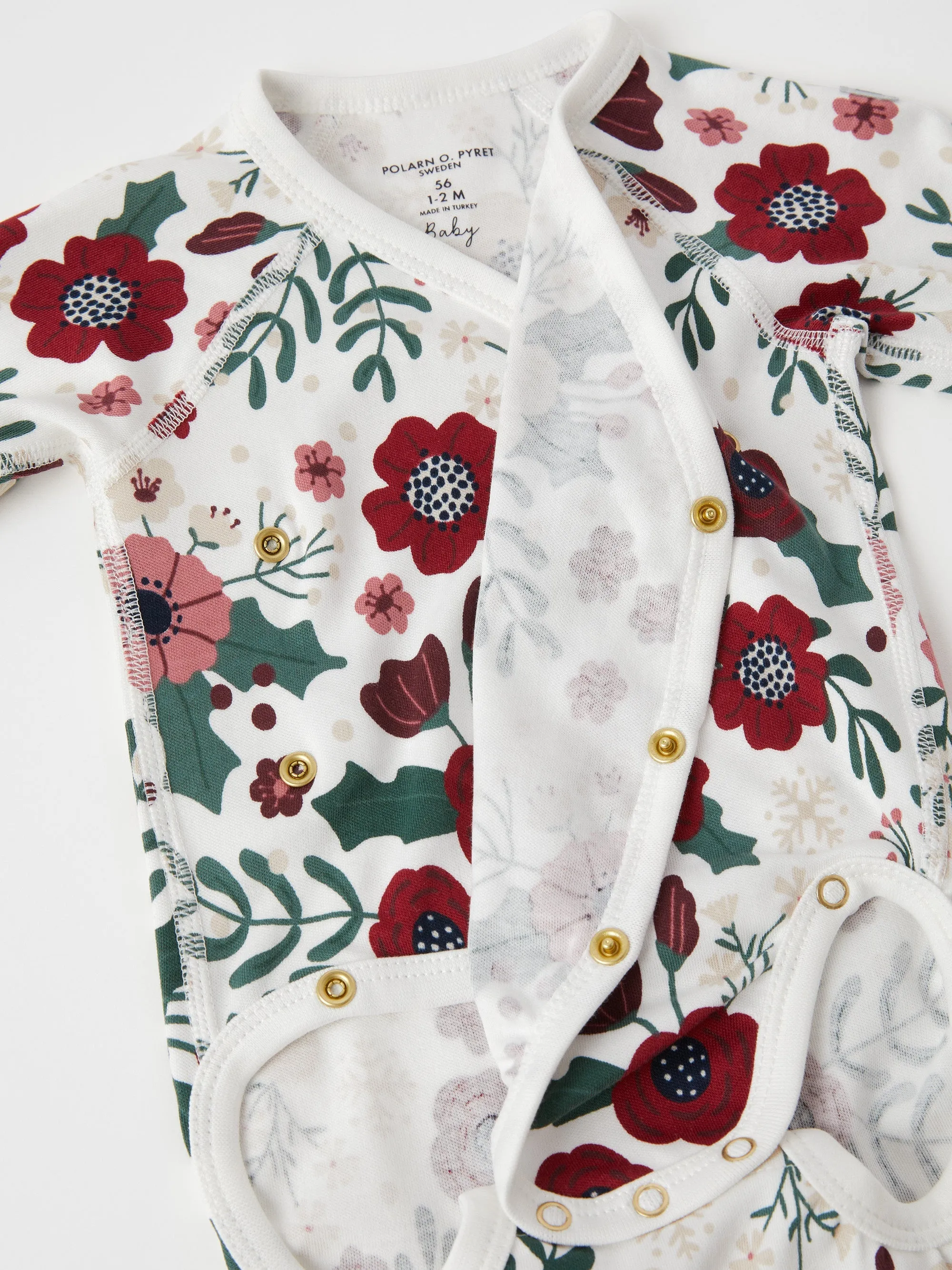 Xmas Floral Wraparound Babygrow